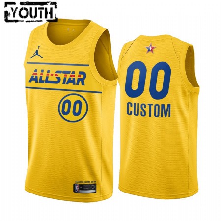Kinder NBA 2021 All-Star Trikot Benutzerdefinierte Jordan Brand Gold Swingman